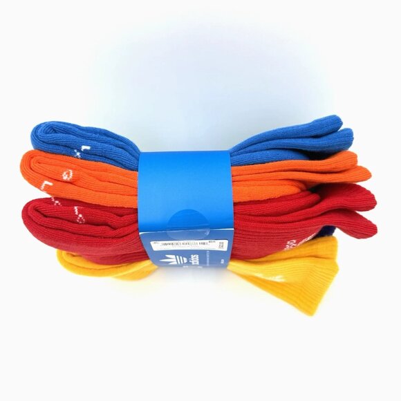 adidas Originals Trefoil Sock 6 Pairs Crew Length Bright Multicolor Unisex Large - Picture 6 of 9
